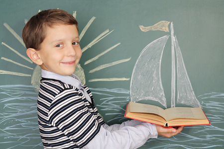 Unusual education concept. Book as a base of movement to knowledgeの写真素材