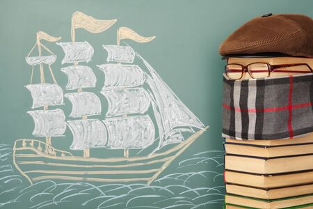 Unusual joky education lesson of history, geographyの写真素材