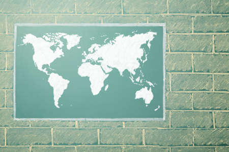 Chalk drawing of World mapの写真素材