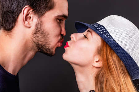 Kissing lovers man and womanの写真素材