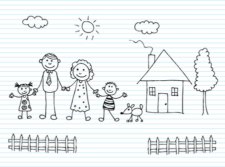 Happy family holding hands のイラスト素材