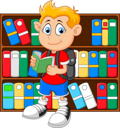 student in libraryのイラスト素材