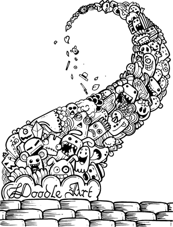 cartoon doodle-hand drawingのイラスト素材