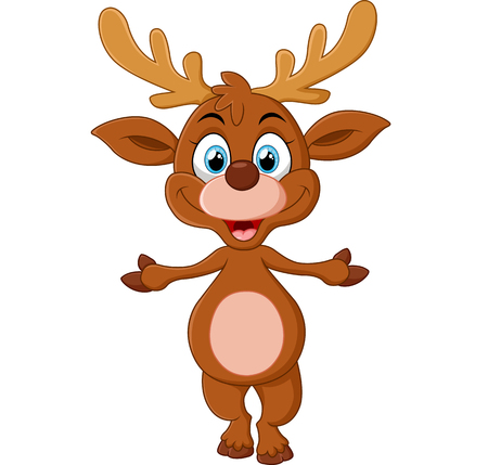 cartoon deer presentingのイラスト素材