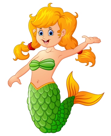 Cute mermaid cartoonのイラスト素材