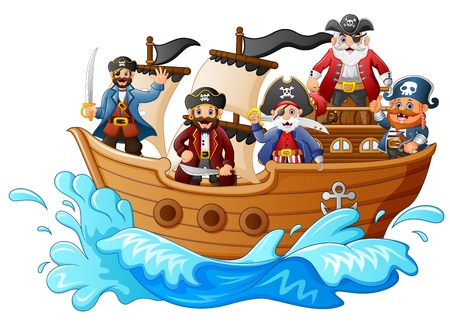 group of pirate on the shipのイラスト素材