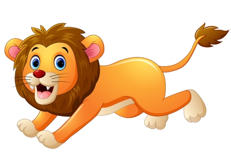 lion cartoon runningのイラスト素材