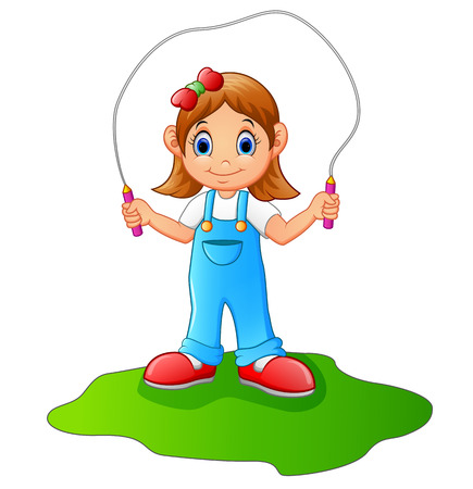kid playing jumping ropeのイラスト素材