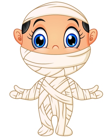 Happy kid wearing mummy costumeの写真素材