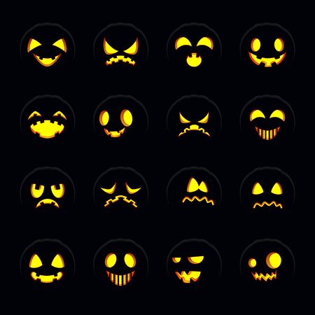 Set of halloween pumpkin faceのイラスト素材
