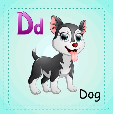 Animals alphabet: D is for Dogsのイラスト素材