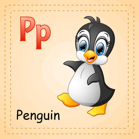 Animals alphabet: P is for Penguinのイラスト素材