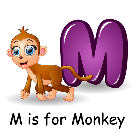 Animals alphabet: M is for Monkeyのイラスト素材