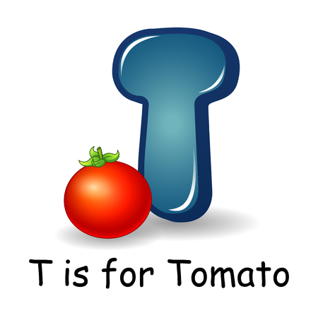 Vector illustration of Vegetables alphabet: T is for Tomatoのイラスト素材