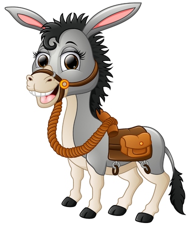 Vector illustration of Funny donkey smiling with a saddleのイラスト素材