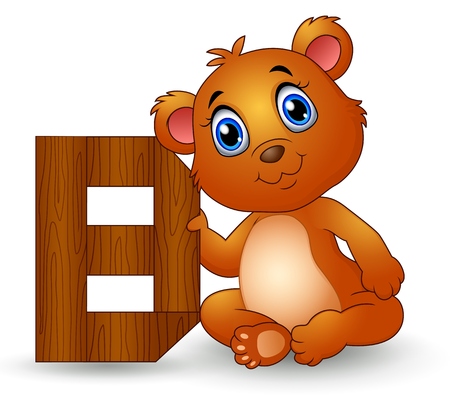 Alphabet B with Bear cartoonのイラスト素材