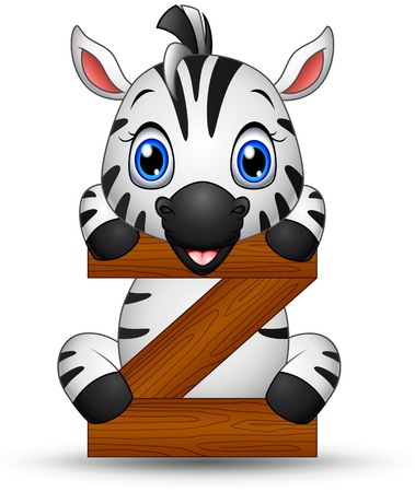 Alphabet Z with Zebra cartoonのイラスト素材