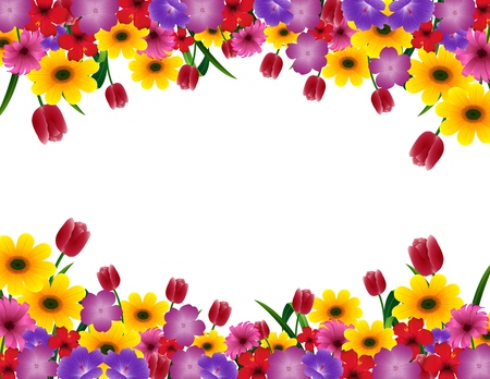 Vector illustration of Tropical flower border frameのイラスト素材
