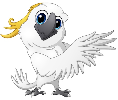 Cute parrot cockatoo cartoon posingのイラスト素材