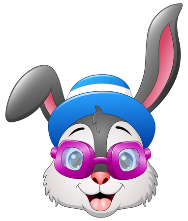 Vector illustration of Hipster rabbits in purple sunglasses with a hatのイラスト素材