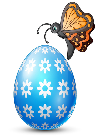 Vector illustration of Decorated easter egg with butterflyのイラスト素材