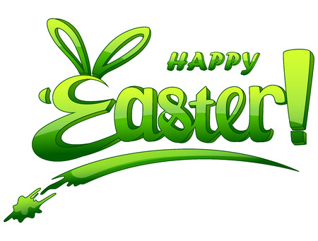 Vector illustration of Happy Easter lettering isolated on white backgroundのイラスト素材