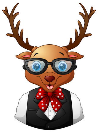 Vector illustration of Deer hipster dressed and sunglassesのイラスト素材