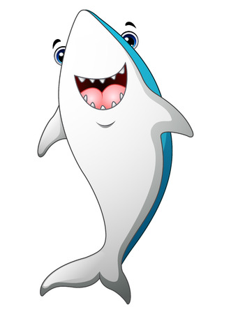 Happy shark cartoonのイラスト素材