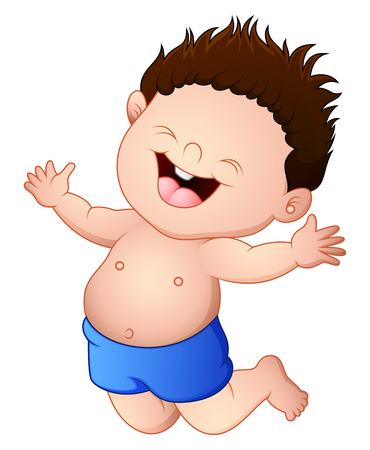 Cartoon baby boy jumpingのイラスト素材