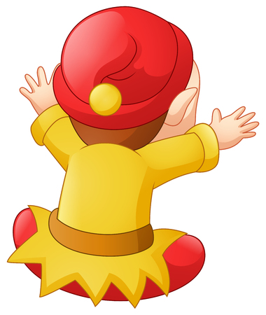 Vector illustration of Cute dwarf cartoon with back viewのイラスト素材