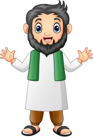 A muslim men standing with scarf waving handのイラスト素材