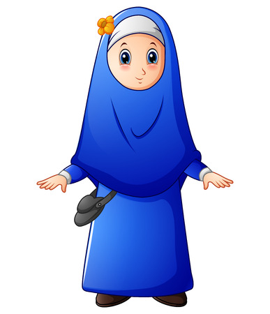 Happy muslim kid cartoon isolated on white backgroundのイラスト素材