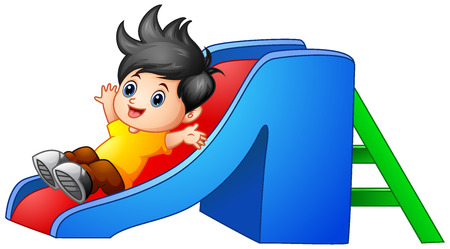 Vector illustration of Cartoon boy sliding downのイラスト素材