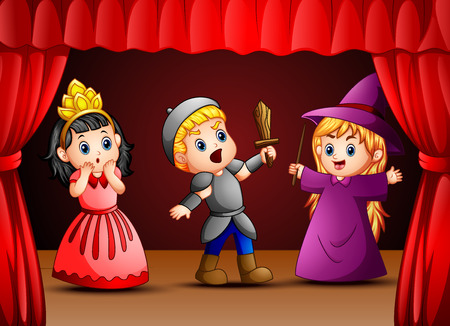 Vector illustration of Little kids theater performanceのイラスト素材