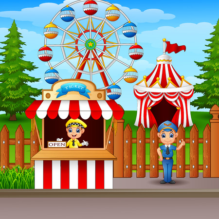 People working at the amusement park.のイラスト素材