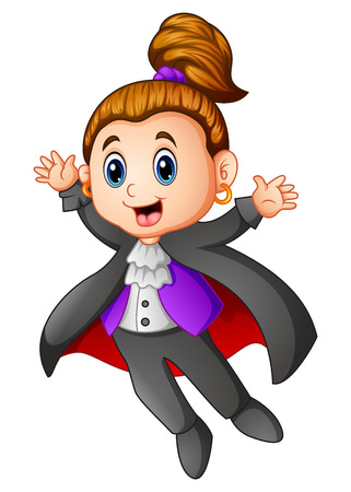 Vector illustration of Cute dracula girl cartoonのイラスト素材