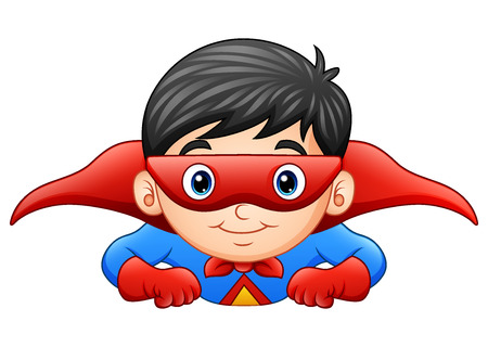 Cartoon superhero boy flyingの写真素材