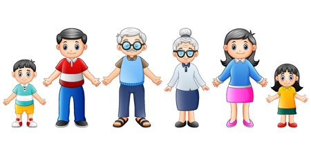 Vector illustration of Happy Families Cartoonのイラスト素材