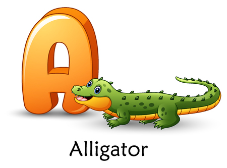 Vector illustration of Letter A is for Alligator cartoon alphabetのイラスト素材