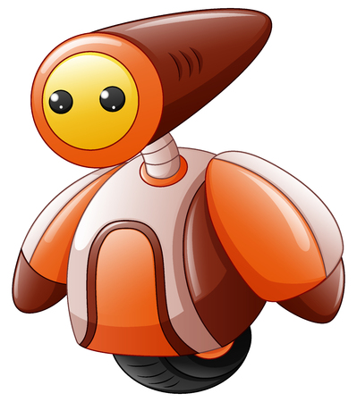 Vector illustration of Cartoon funny robot with a wheel as legsのイラスト素材