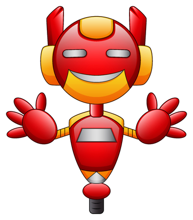 Vector illustration of red robot cartoon character, isolated on white background.のイラスト素材