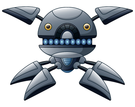 Vector illustration of Grey robot cartoon isolated on white backgroundのイラスト素材