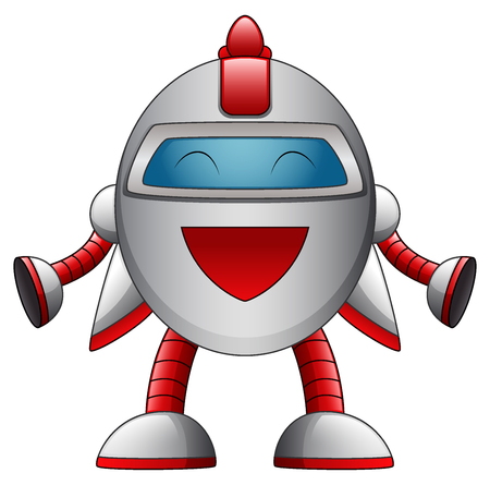 Vector illustration of Cute cartoon robot character isolated on white backgroundのイラスト素材
