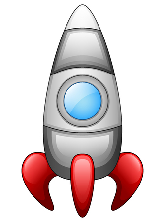 Vector illustration of cartoon spaceship isolated on white backgroundのイラスト素材