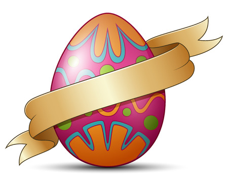 Vector illustration of Easter eggs decorated with brown ribbonのイラスト素材