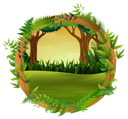 The forest in wood circleのイラスト素材