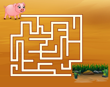 Game pig maze find their way to the mudのイラスト素材