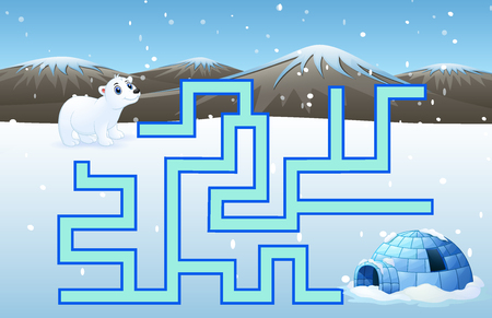 Game polar bears maze find their way to the Igloのイラスト素材