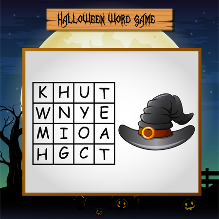 Game Halloween find the word of witch hatのイラスト素材