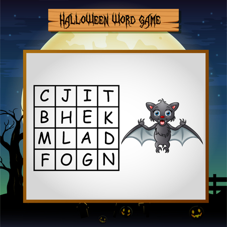 Game Halloween find the word of batのイラスト素材